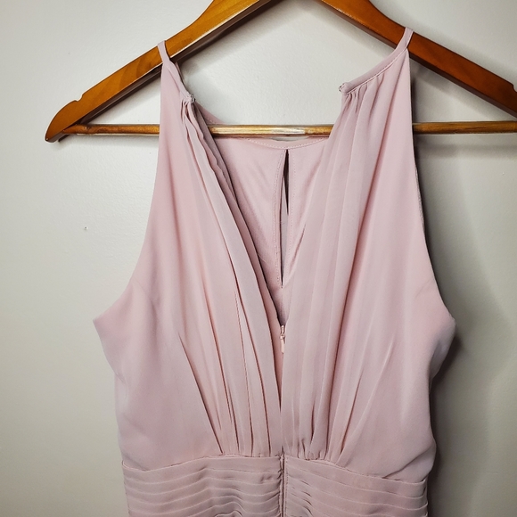 David's Bridal Ballet Pink Halter Maxi Dress Bridesmaid Size 6 - Picture 8 of 12